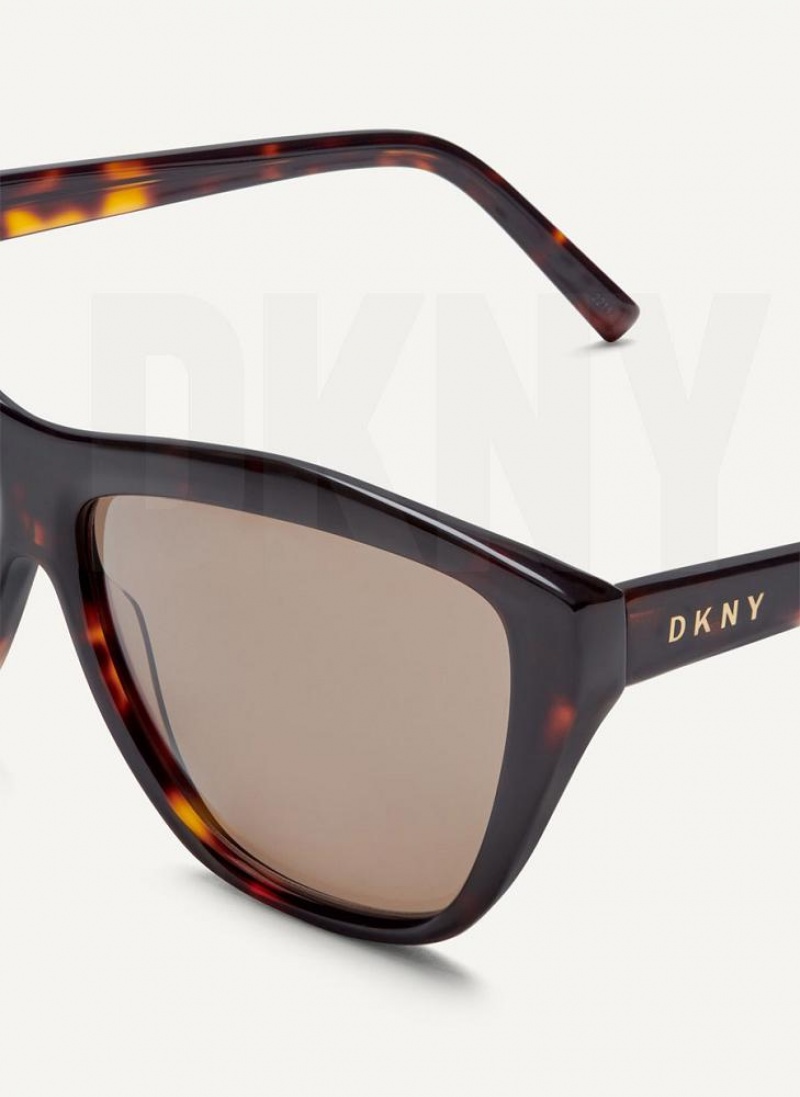 DKNY City Native Modern Rectangle Women's Sunglasses Brown | Ireland_D0281