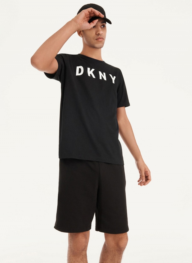 DKNY Classic Logo Men's T Shirts Black | Ireland_D0128