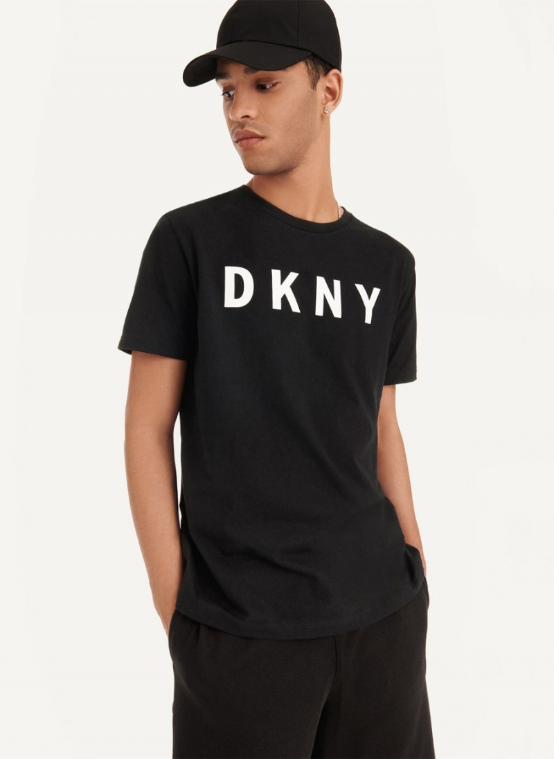 DKNY Classic Logo Men's T Shirts Black | Ireland_D0128