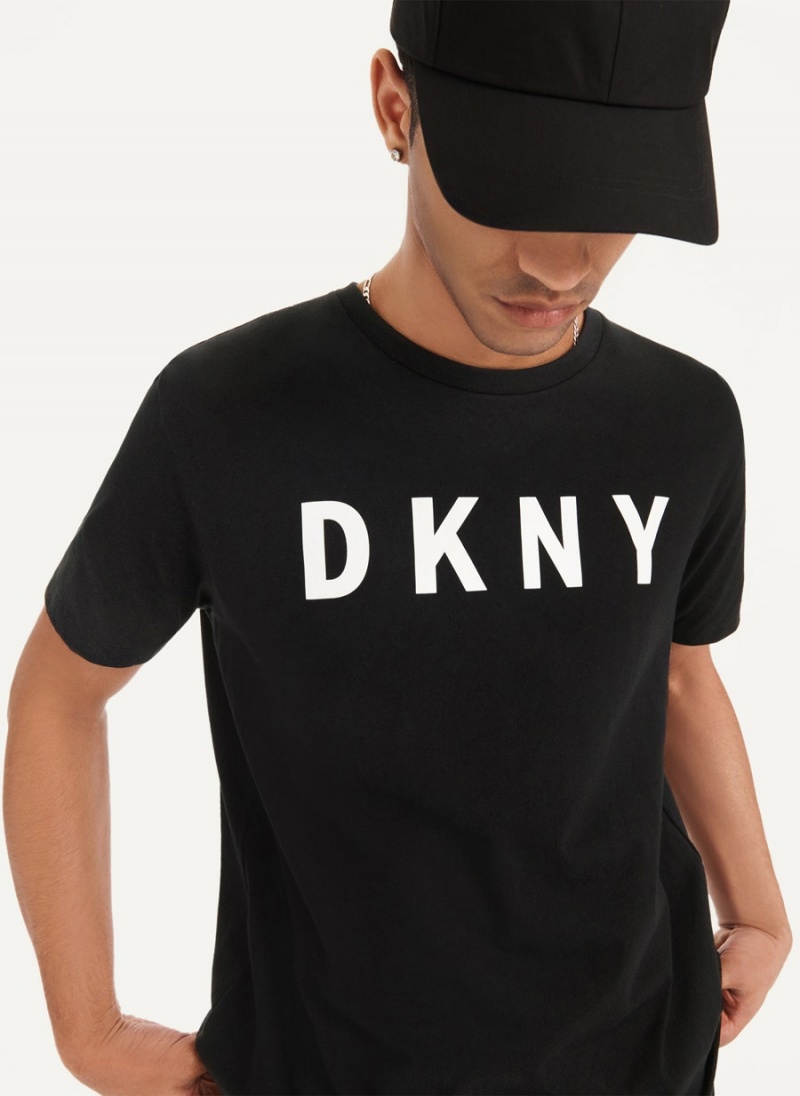 DKNY Classic Logo Men's T Shirts Black | Ireland_D0128