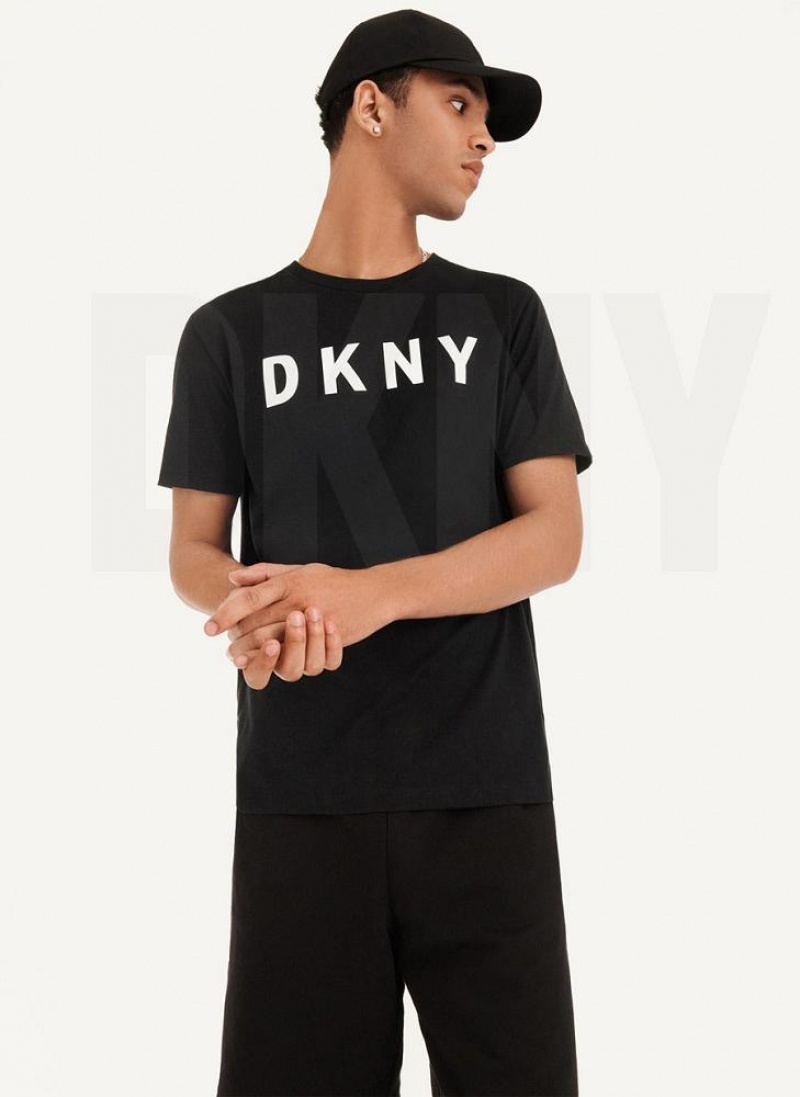 DKNY Classic Logo Men\'s T Shirts Black | Ireland_D0128