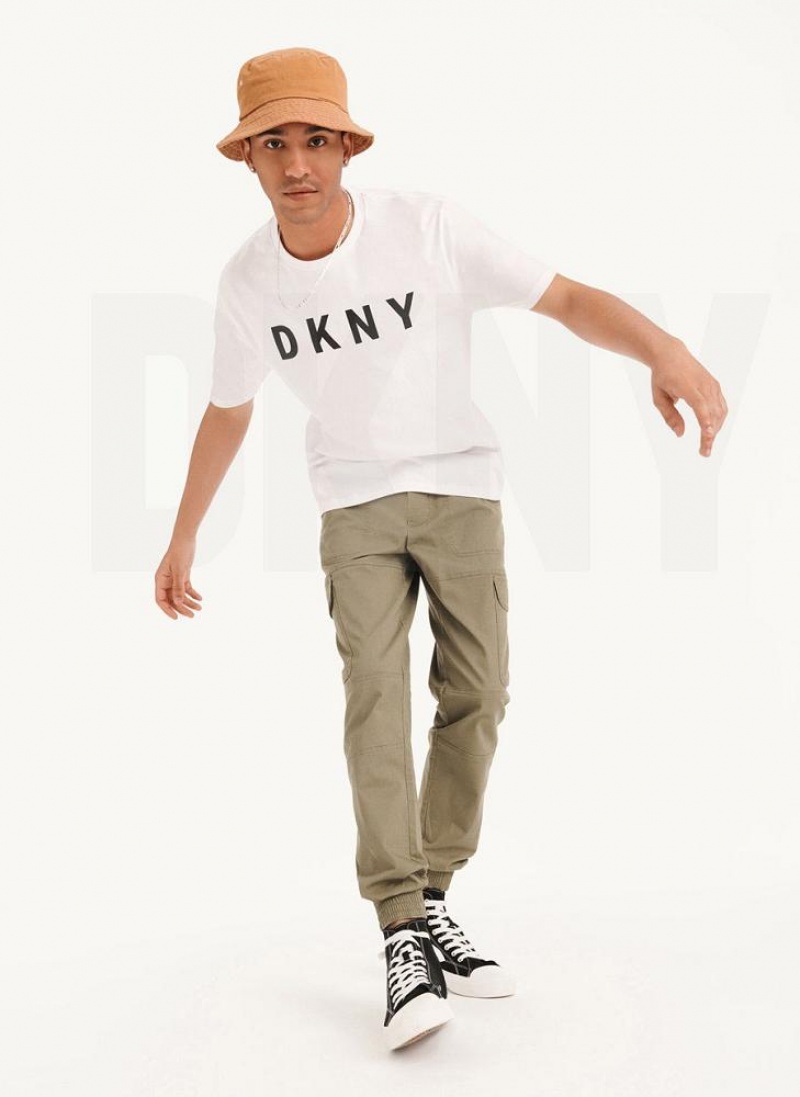 DKNY Classic Logo Men's T Shirts White | Ireland_D1453