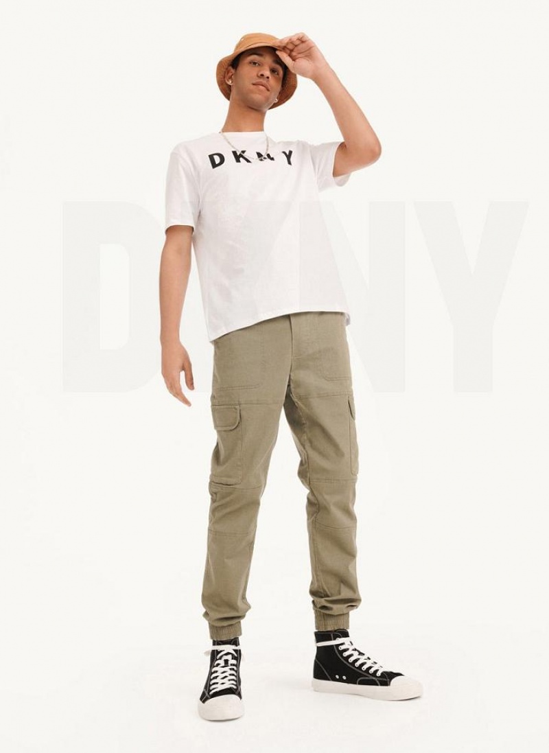 DKNY Classic Logo Men's T Shirts White | Ireland_D1453