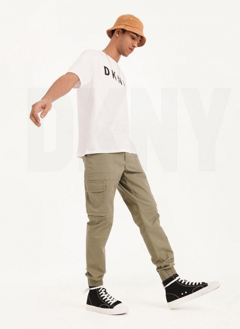 DKNY Classic Logo Men's T Shirts White | Ireland_D1453