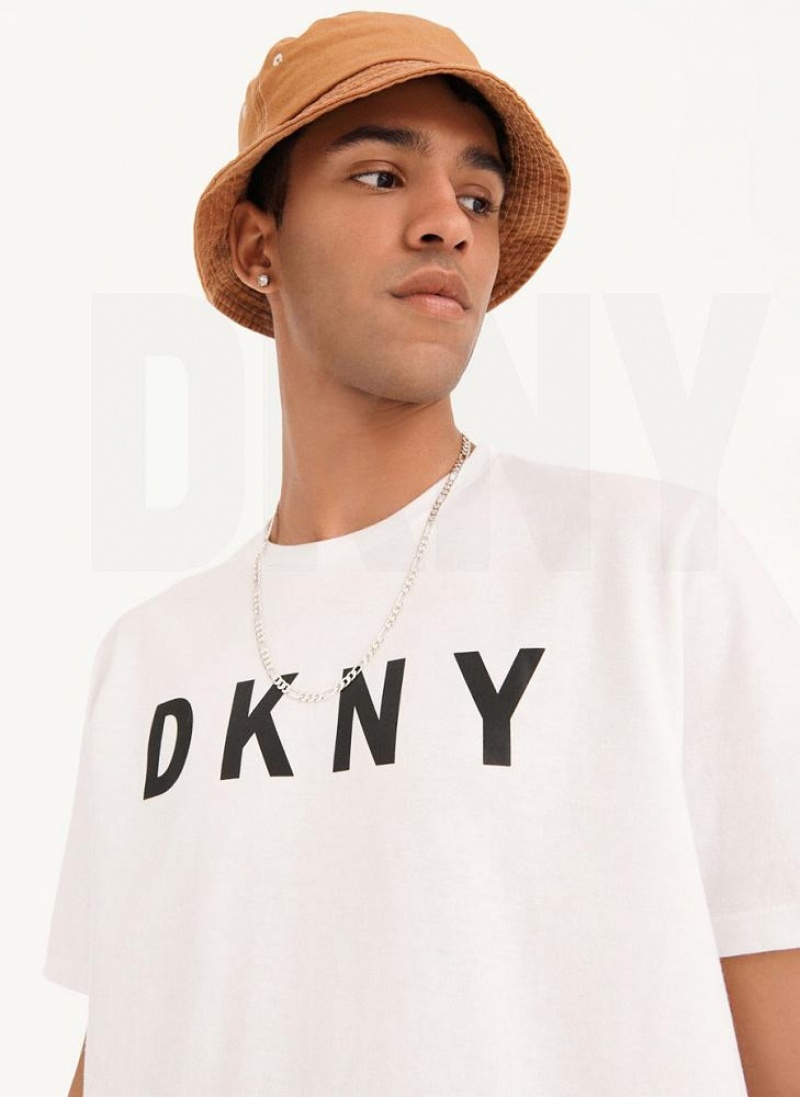 DKNY Classic Logo Men's T Shirts White | Ireland_D1453