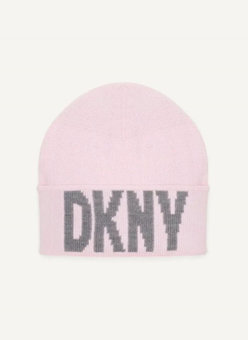 DKNY Classic Logo Women's Beanie Pink | Ireland_D1348