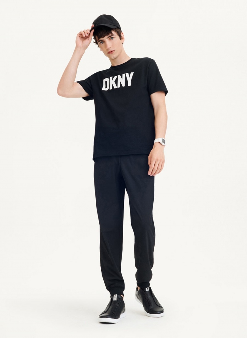 DKNY Clean Front Logo Men's T Shirts Black | Ireland_D0115