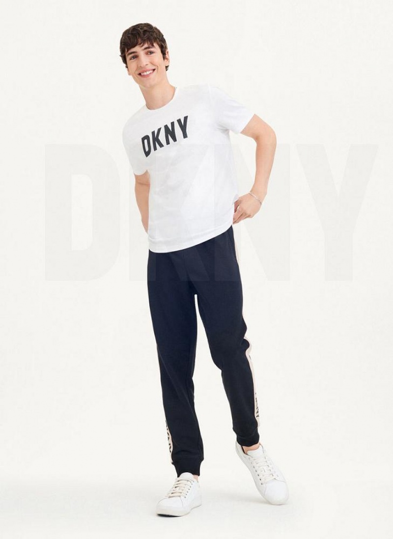 DKNY Clean Front Logo Men's T Shirts White | Ireland_D1676