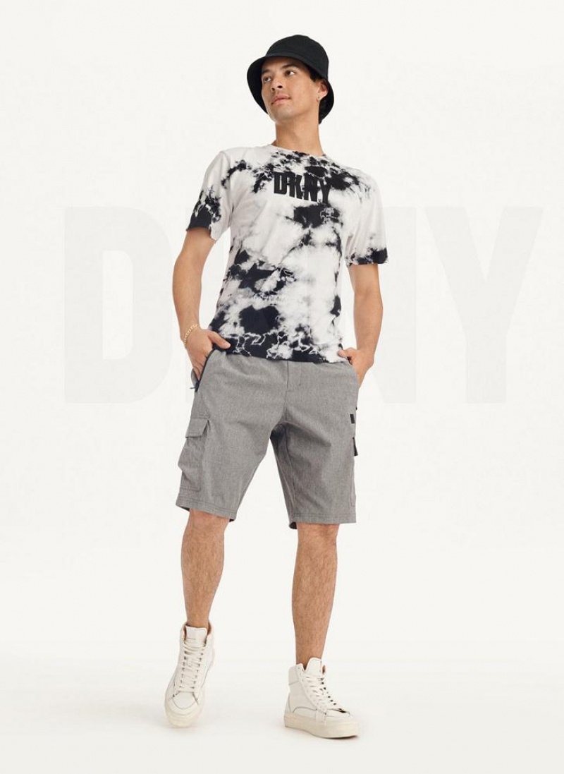 DKNY Cloud Wash Logo Men's T Shirts Black | Ireland_D1899