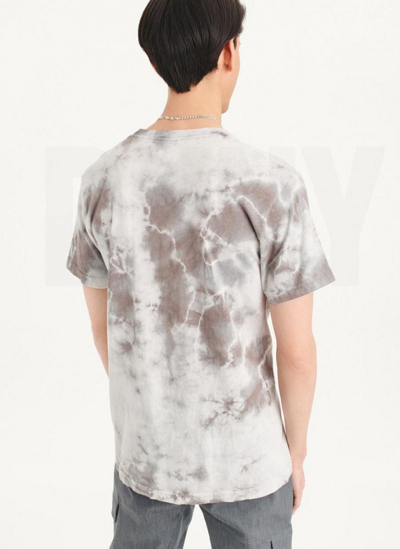 DKNY Cloud Wash Logo Men's T Shirts Grey | Ireland_D0715