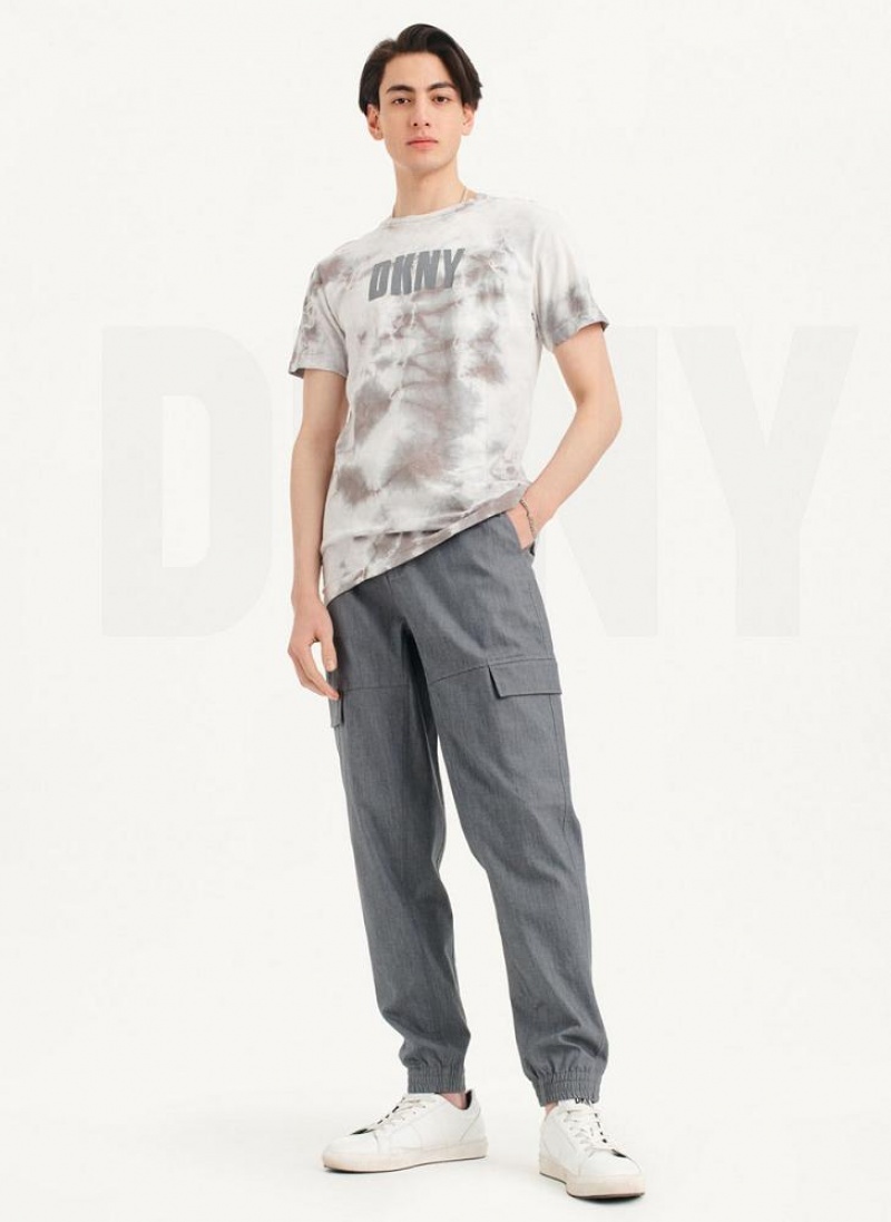 DKNY Cloud Wash Logo Men's T Shirts Grey | Ireland_D0715