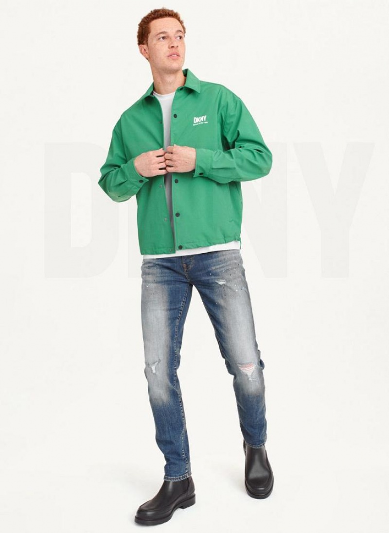 DKNY Coaches Logo Men's Jackets Green | Ireland_D1484