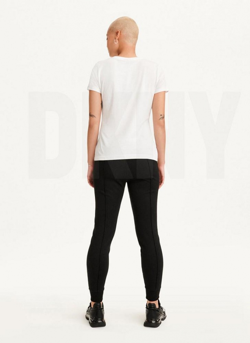 DKNY Coated Box Logo Women's T Shirts White | Ireland_D1482