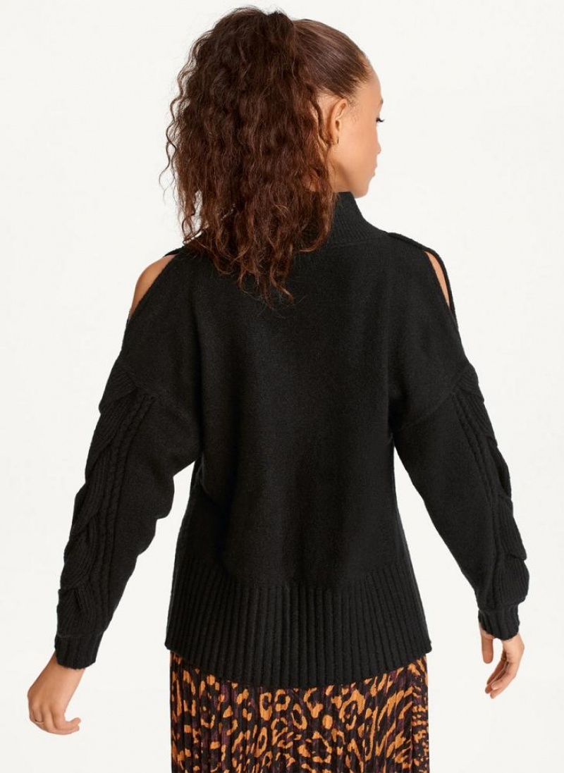 DKNY Cold-Shoulder Women's Sweaters Black | Ireland_D0174