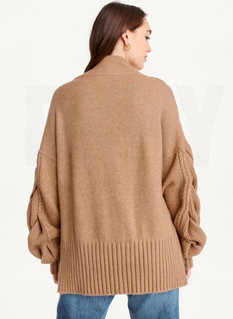 DKNY Cold-Shoulder Women's Sweaters Brown | Ireland_D0500