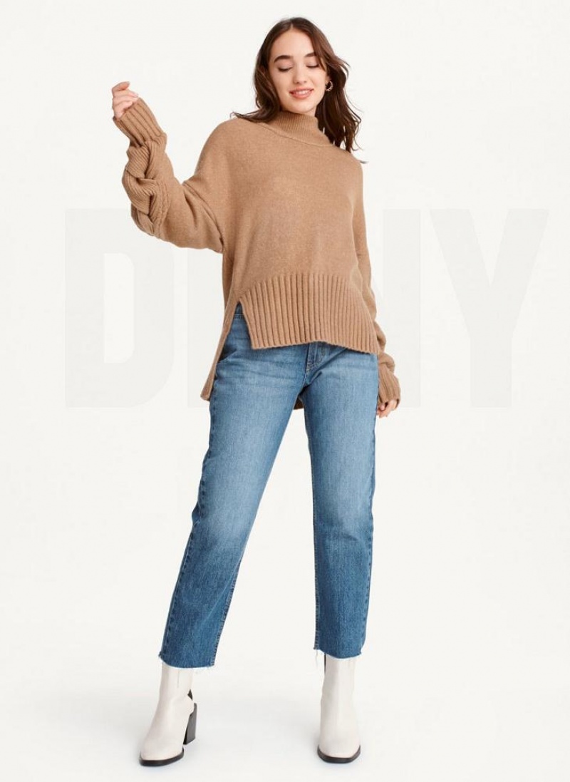 DKNY Cold-Shoulder Women's Sweaters Brown | Ireland_D0500