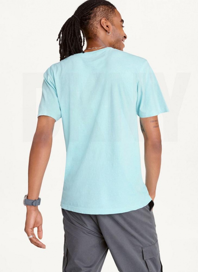 DKNY Cold Pigment Dyed Men's T Shirts Blue | Ireland_D1167