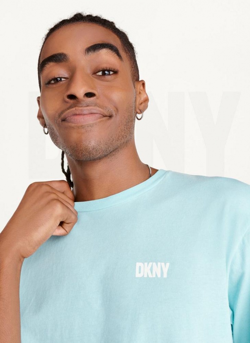 DKNY Cold Pigment Dyed Men's T Shirts Blue | Ireland_D1167