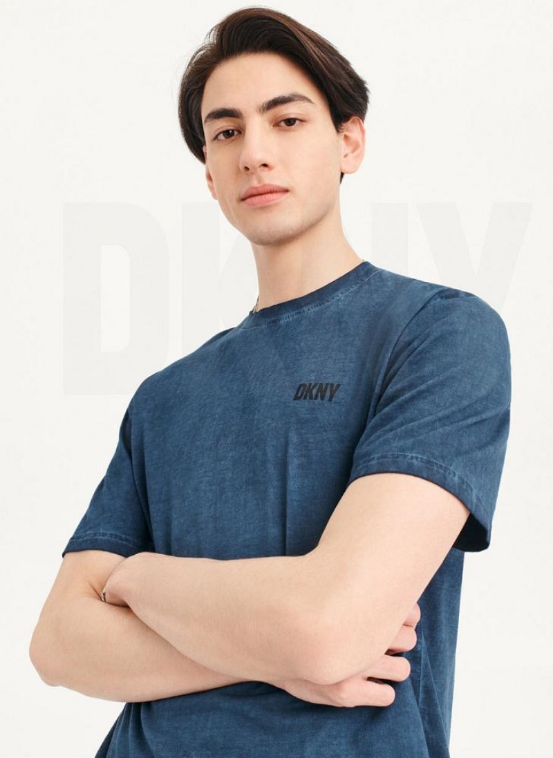 DKNY Cold Pigment Dyed Men's T Shirts Navy | Ireland_D1476