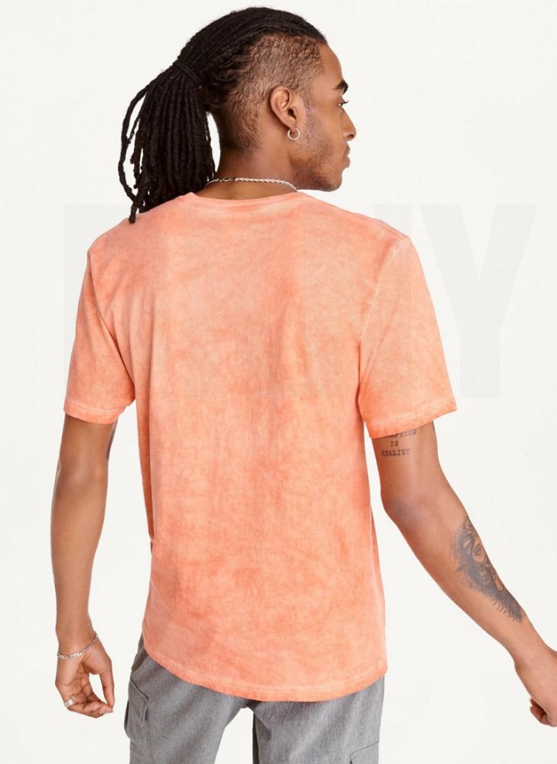 DKNY Cold Pigment Dyed Men's T Shirts Orange | Ireland_D0198