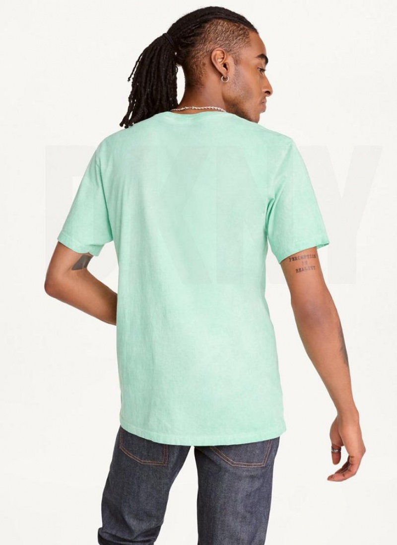 DKNY Cold Pigment Dyed Men's T Shirts Turquoise | Ireland_D0304