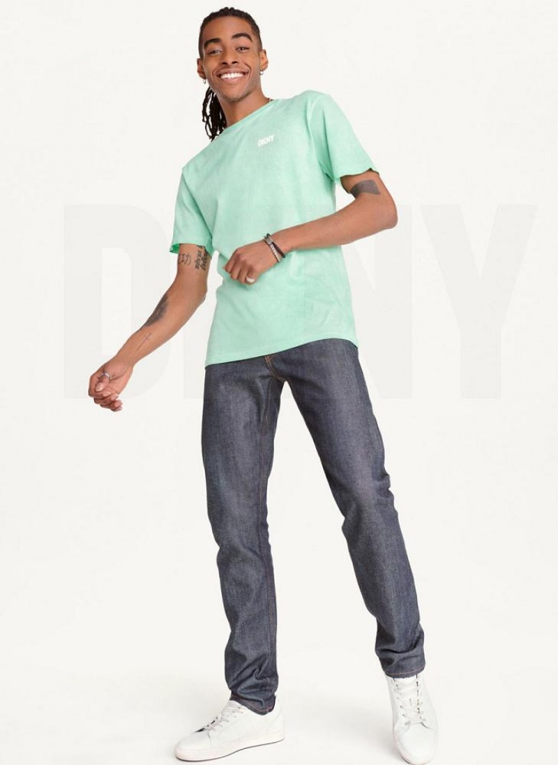 DKNY Cold Pigment Dyed Men's T Shirts Turquoise | Ireland_D0304