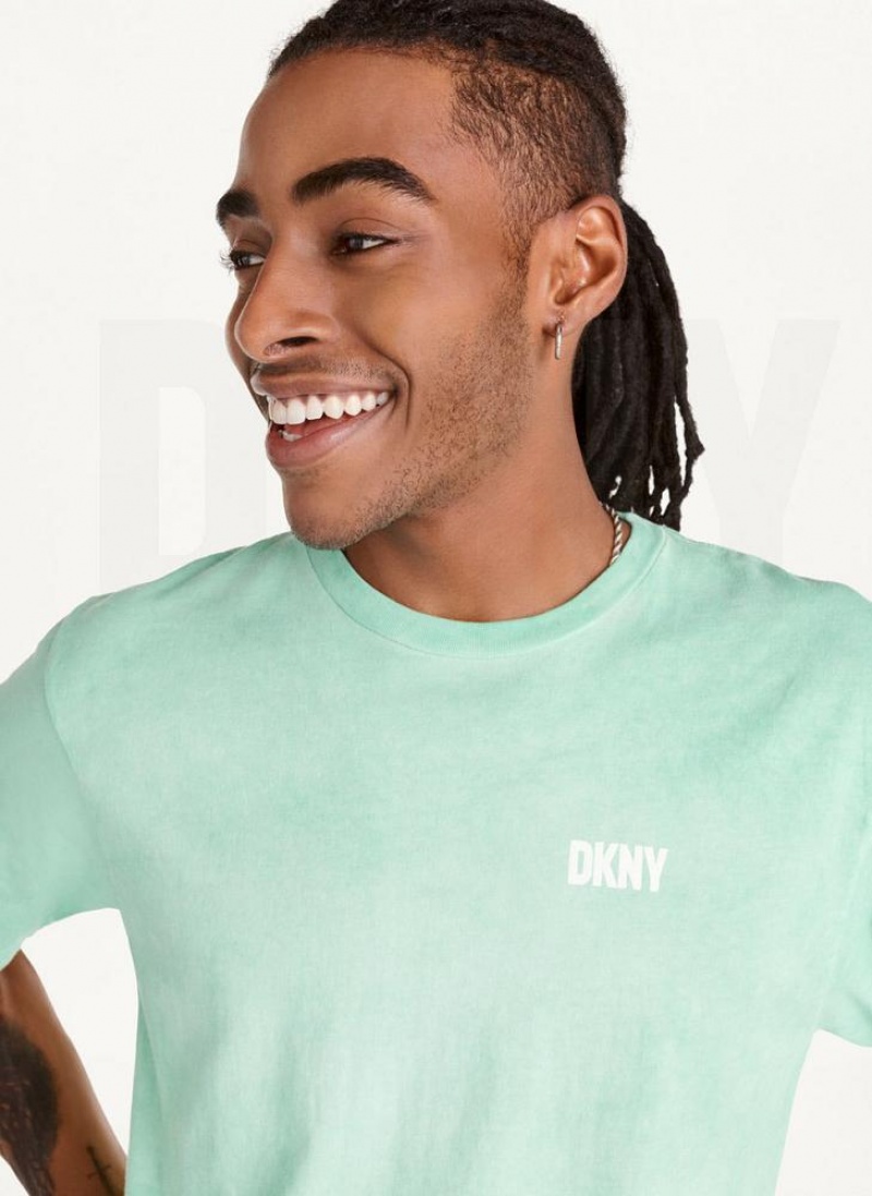 DKNY Cold Pigment Dyed Men's T Shirts Turquoise | Ireland_D0304