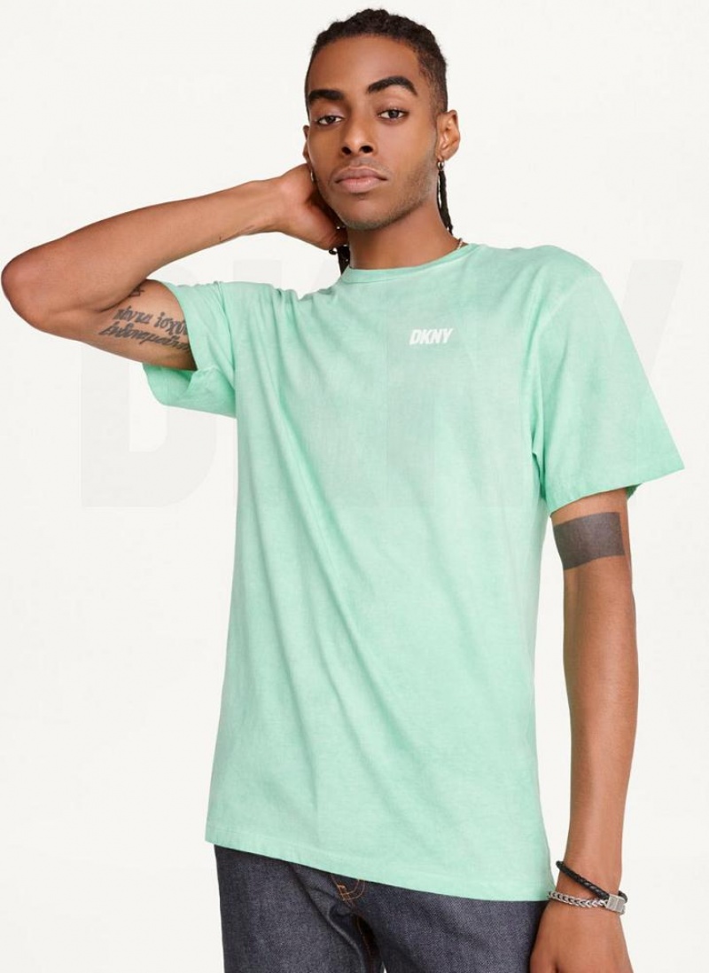 DKNY Cold Pigment Dyed Men\'s T Shirts Turquoise | Ireland_D0304