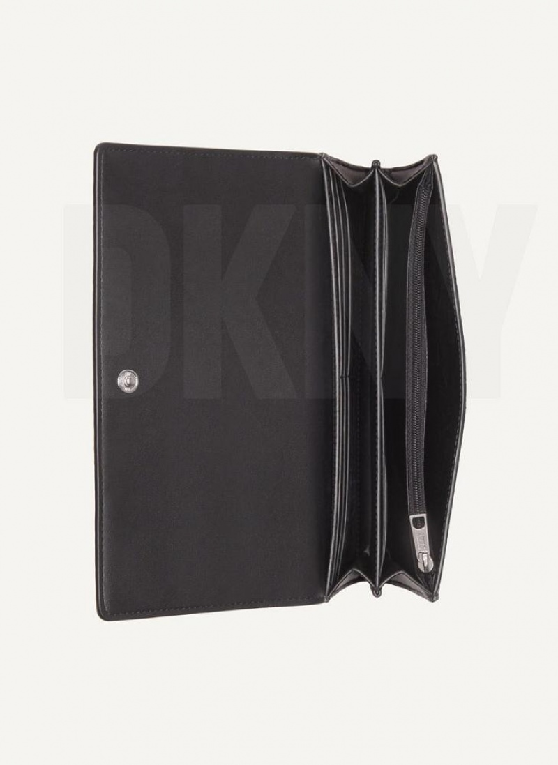 DKNY Continental Raised Logo Women's Wallets Black | Ireland_D0958