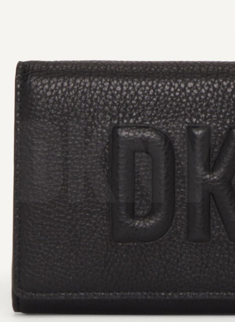 DKNY Continental Raised Logo Women's Wallets Black | Ireland_D0958