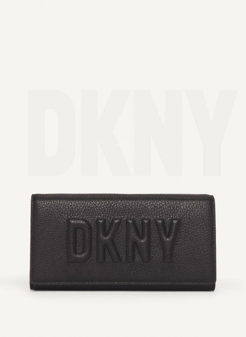 DKNY Continental Raised Logo Women\'s Wallets Black | Ireland_D0958