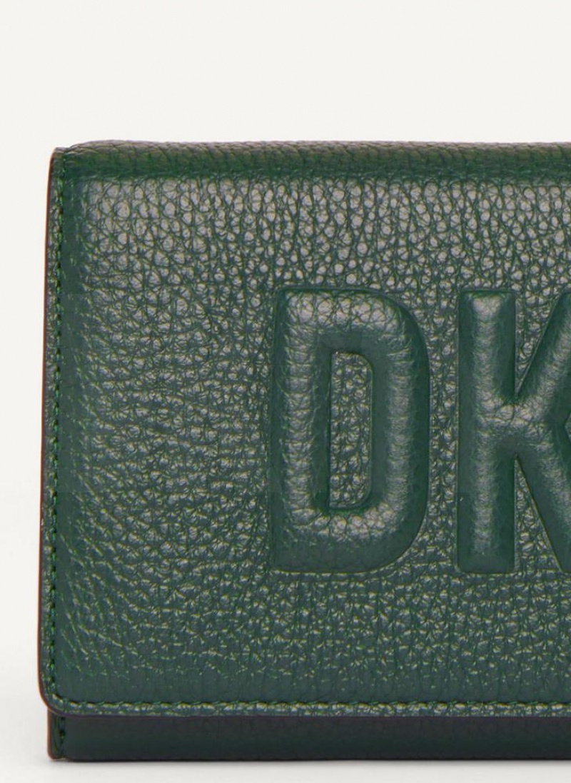 DKNY Continental Raised Logo Women's Wallets Green | Ireland_D0402