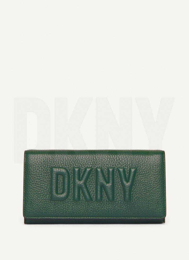 DKNY Continental Raised Logo Women\'s Wallets Green | Ireland_D0402