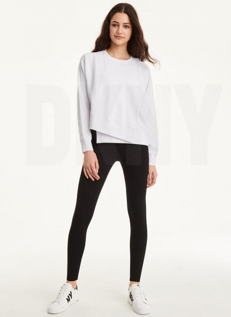 DKNY Cotton Jersey Asymmetrical Women's Sweatshirts Beige | Ireland_D1884