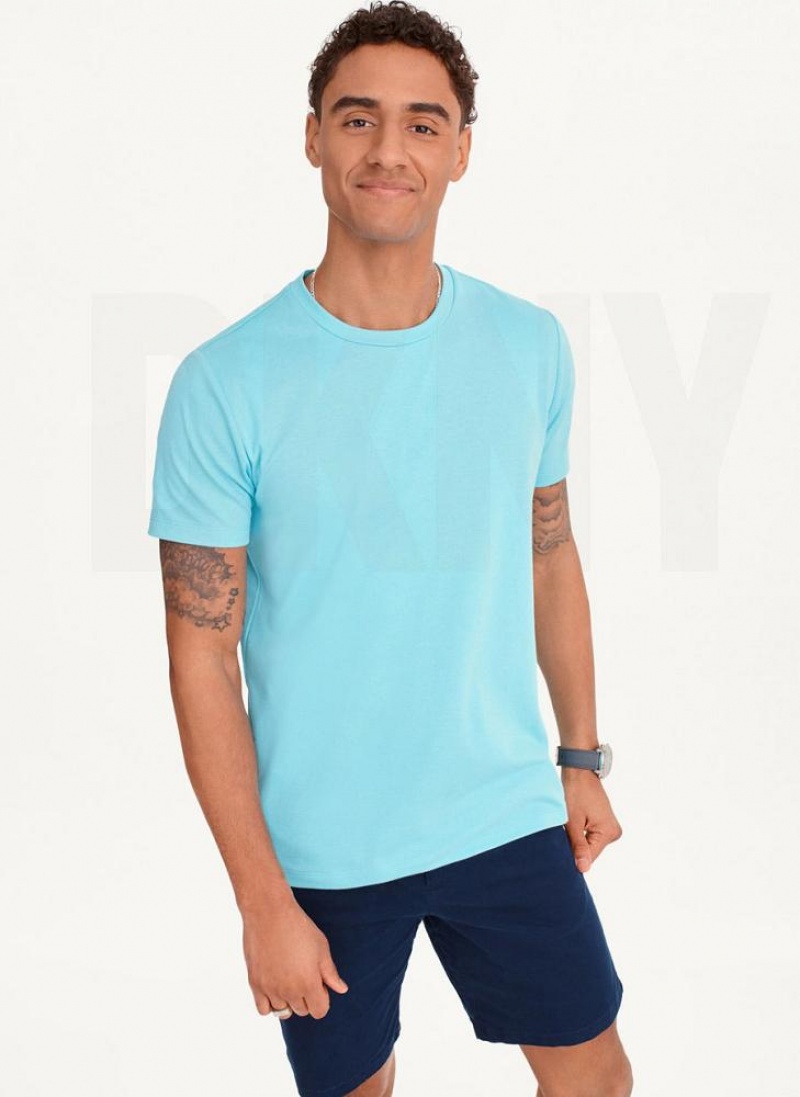 DKNY Cotton Poly Pique Men\'s T Shirts Turquoise | Ireland_D0863