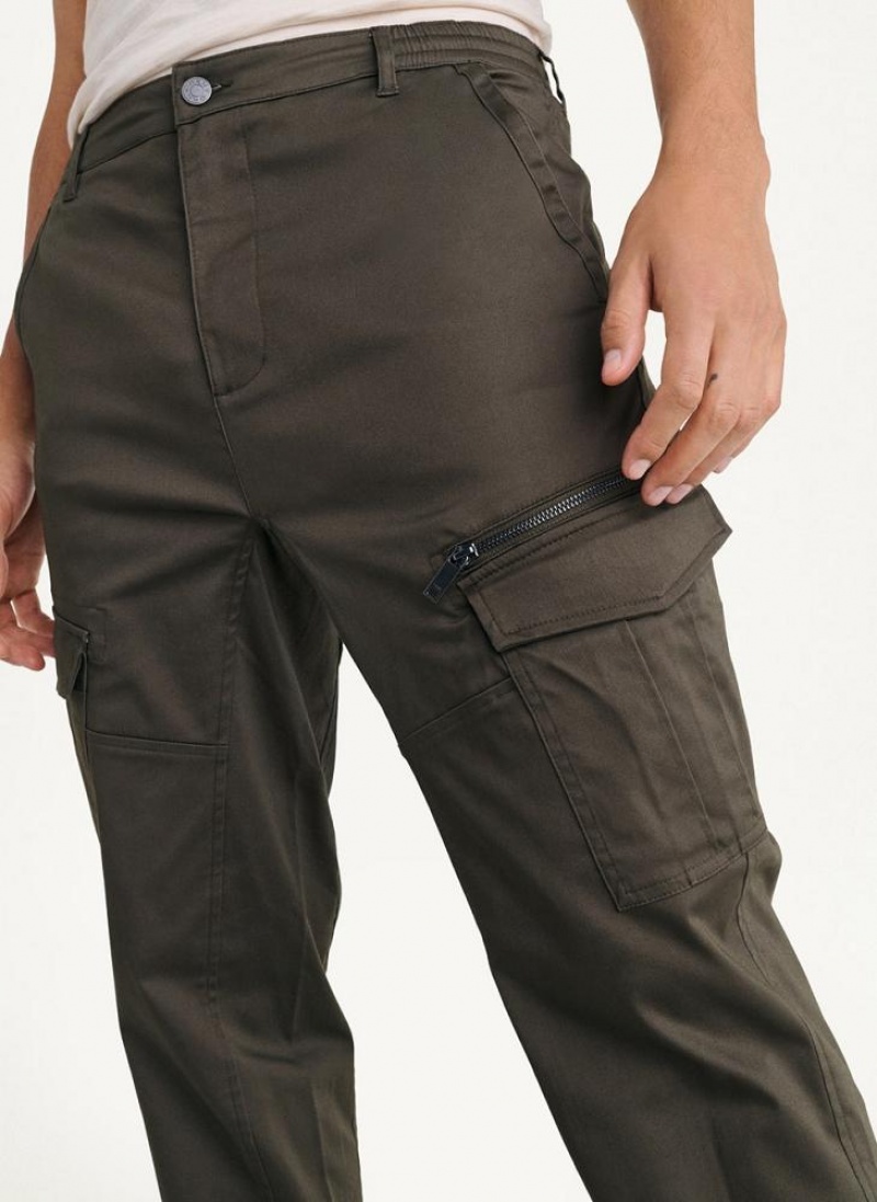 DKNY Cotton Sateen Men's Joggers Olive | Ireland_D1322