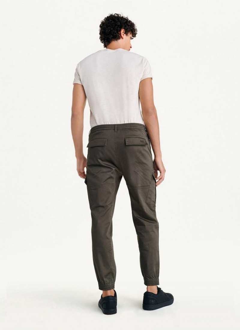 DKNY Cotton Sateen Men's Joggers Olive | Ireland_D1322