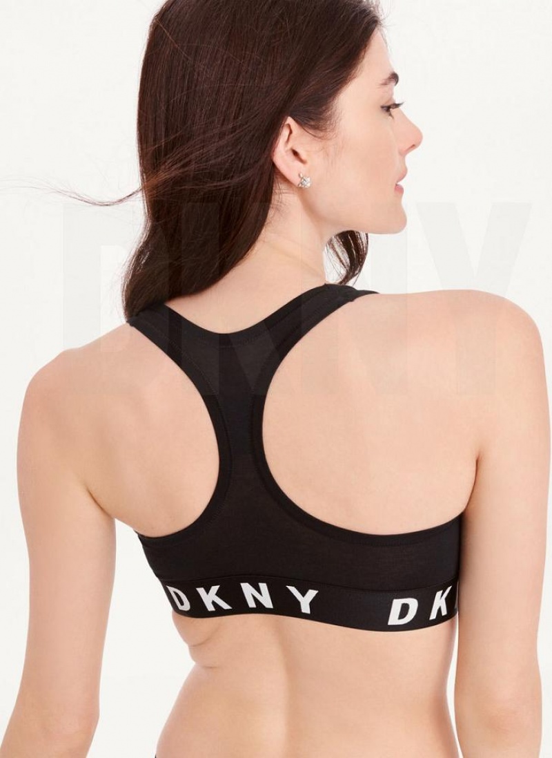 DKNY Cozy Boyfriend Racerback Women's Bras Black / White | Ireland_D1926