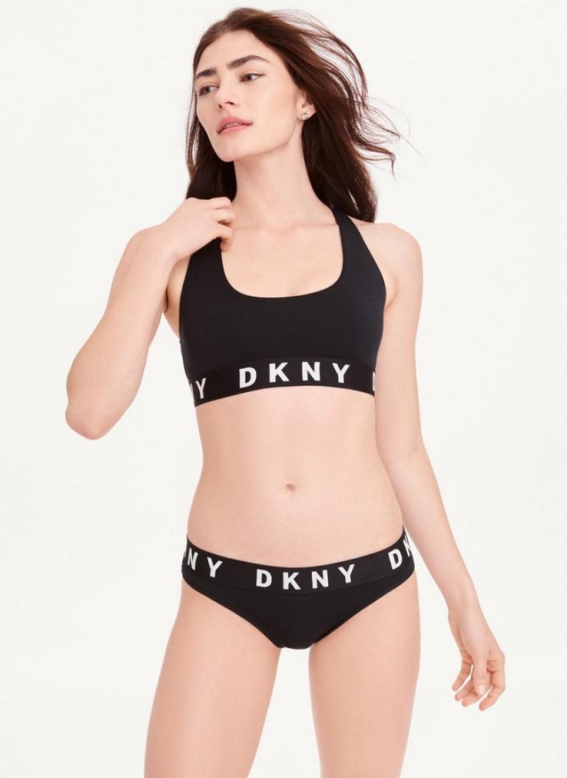 DKNY Cozy Boyfriend Racerback Women's Bras Black / White | Ireland_D1926