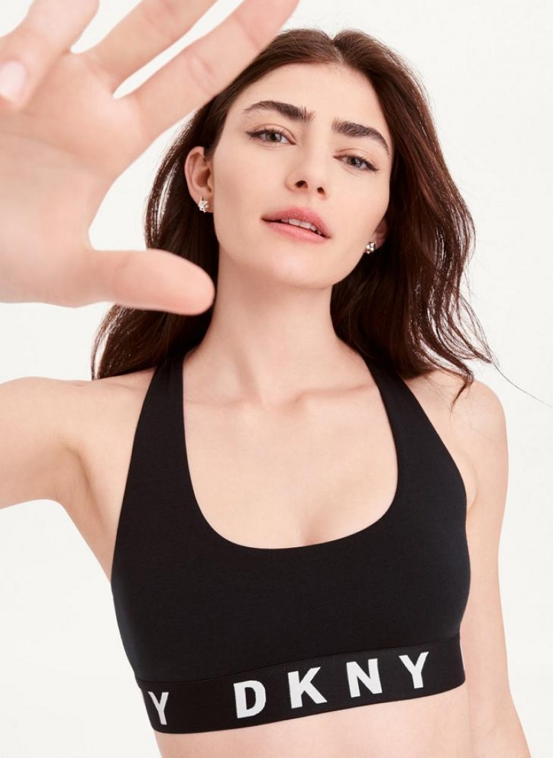 DKNY Cozy Boyfriend Racerback Women's Bras Black / White | Ireland_D1926