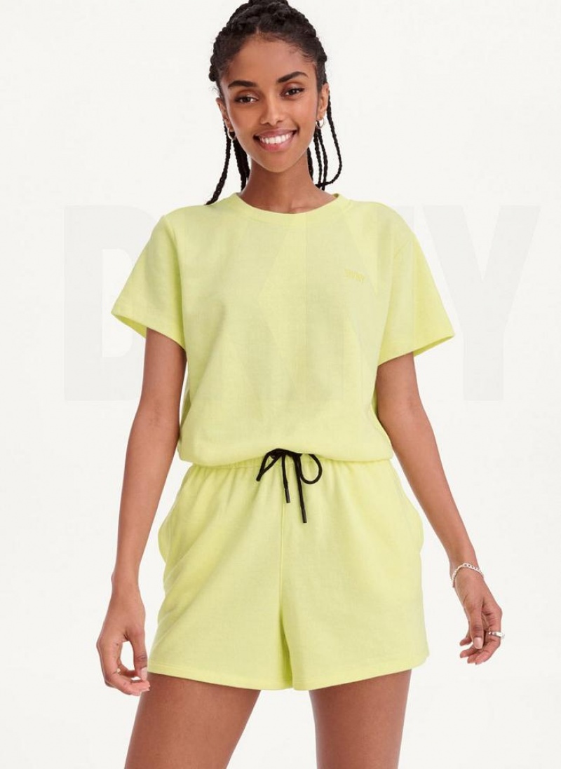 DKNY Crew Neck Women\'s Jumpsuit Lemon | Ireland_D1720