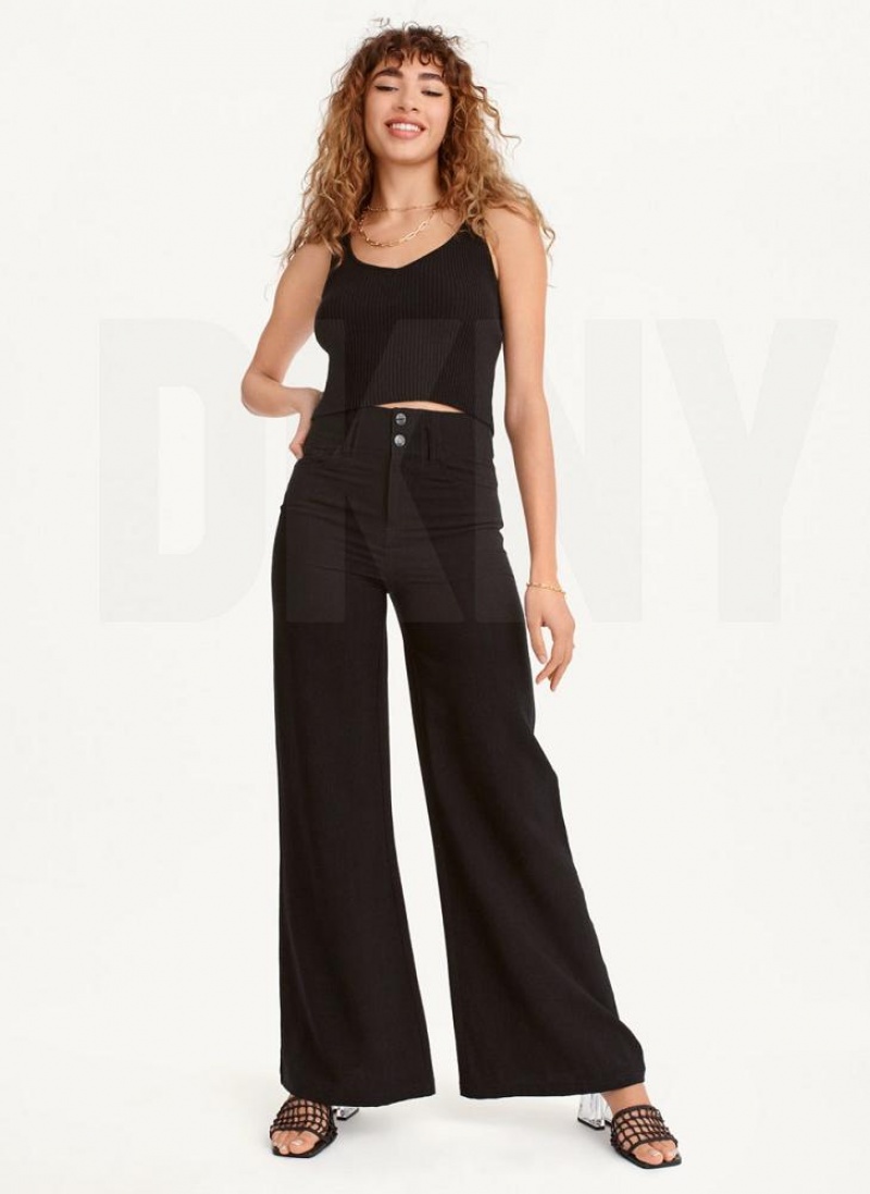 DKNY Crinkle Dressing Women's Pants Black | Ireland_D1371