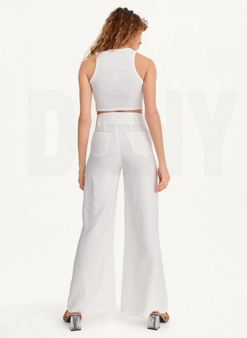 DKNY Crinkle Dressing Women's Pants White | Ireland_D0385