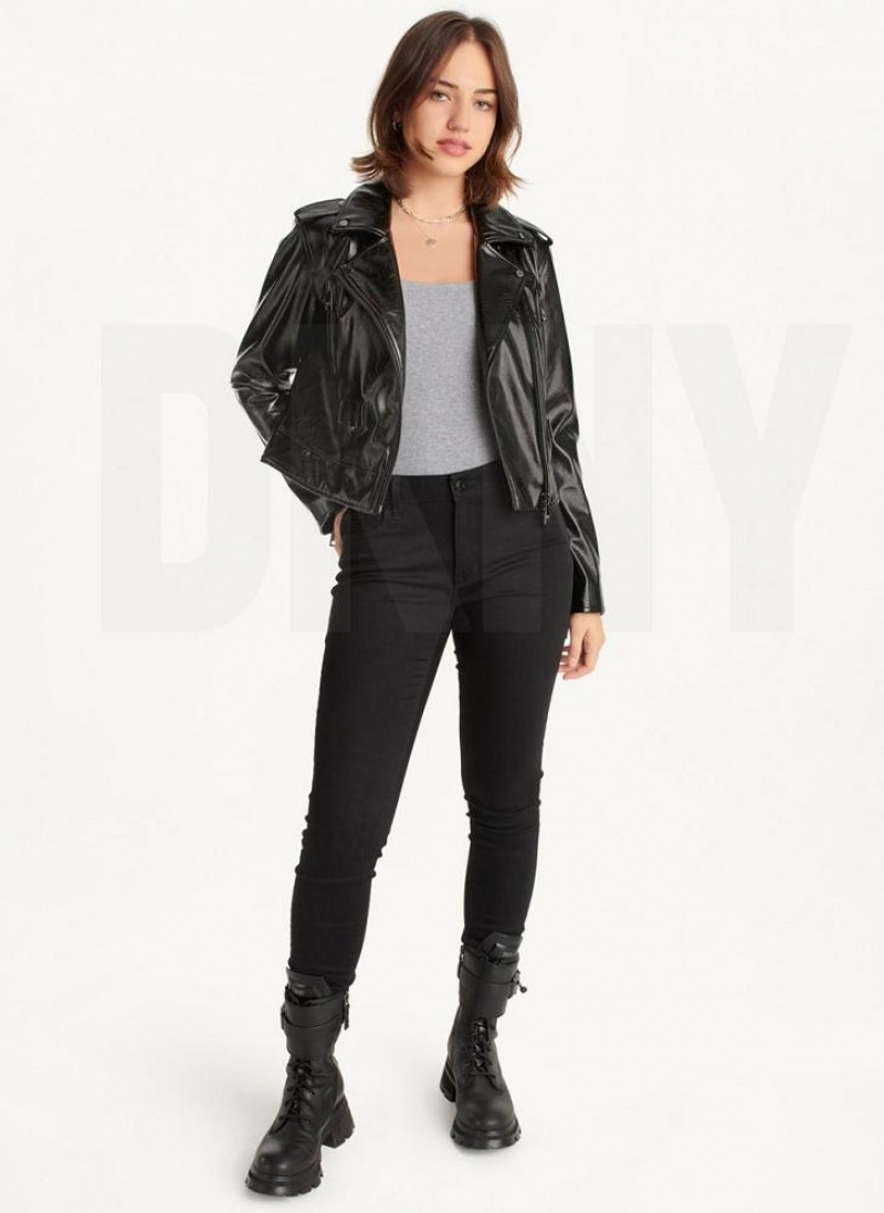 DKNY Crinkle Moto Women's Jackets Black | Ireland_D0928