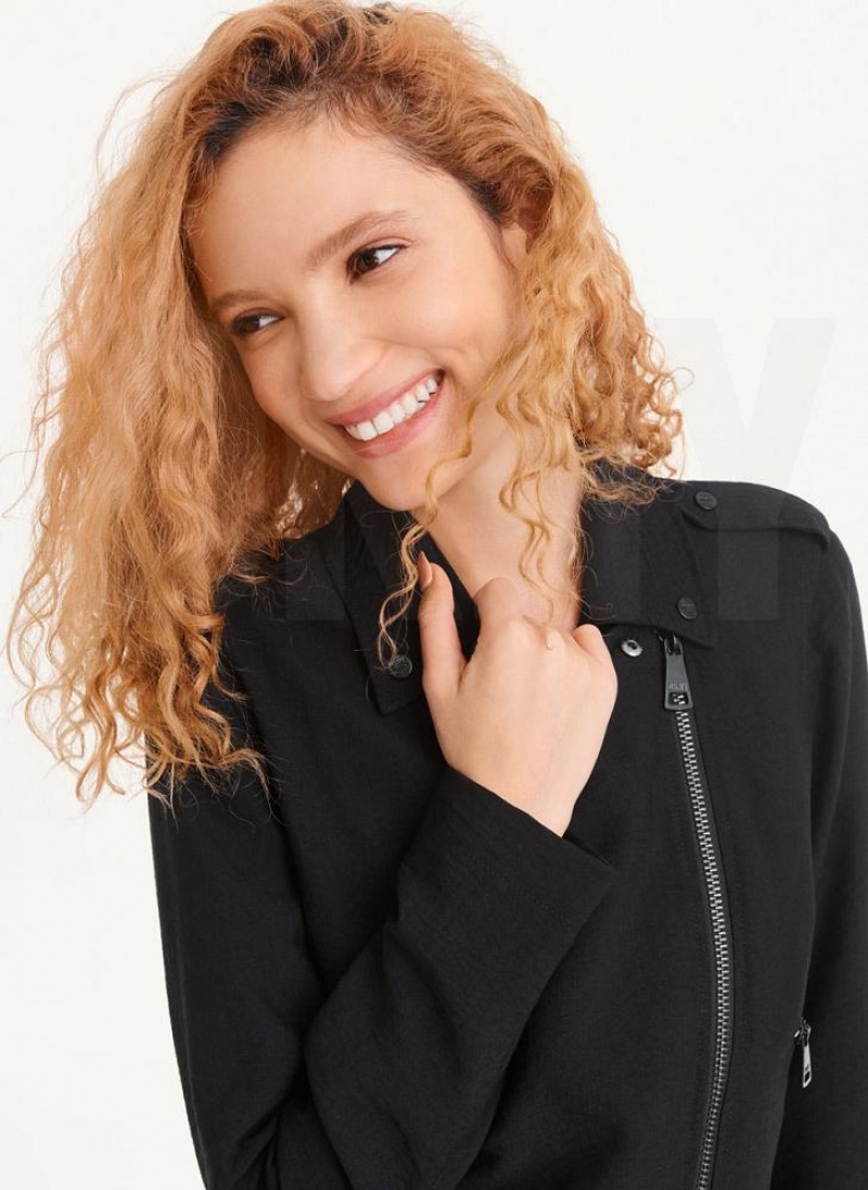 DKNY Crinkle Moto Women's Jackets Black | Ireland_D0364