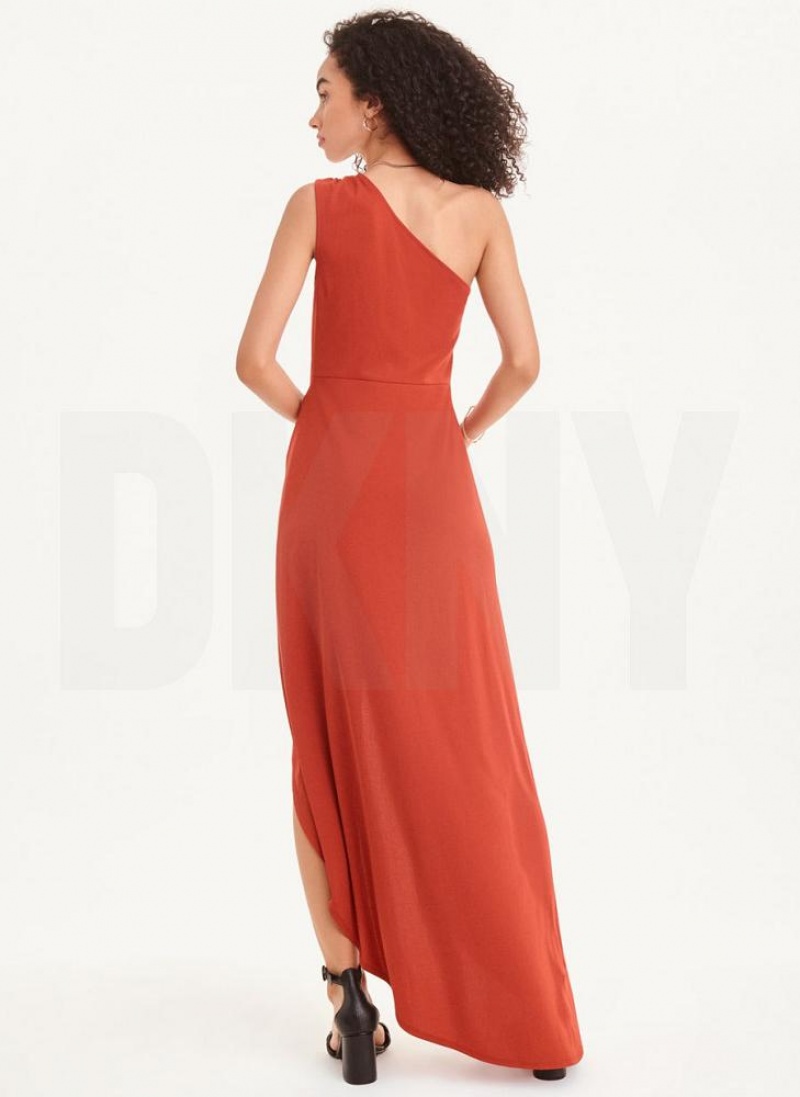 DKNY Crisp Knit Women's Dress Red | Ireland_D0822