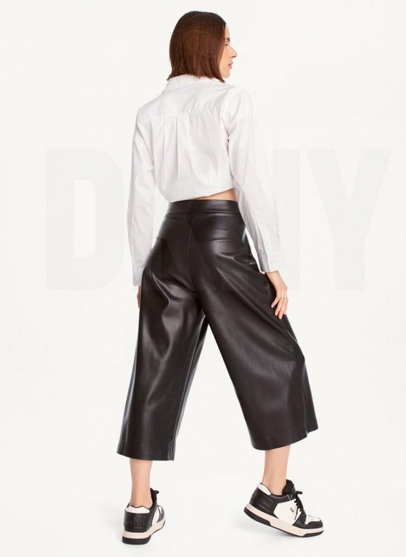 DKNY Crop Wide-Leg Women's Pants Black | Ireland_D1526