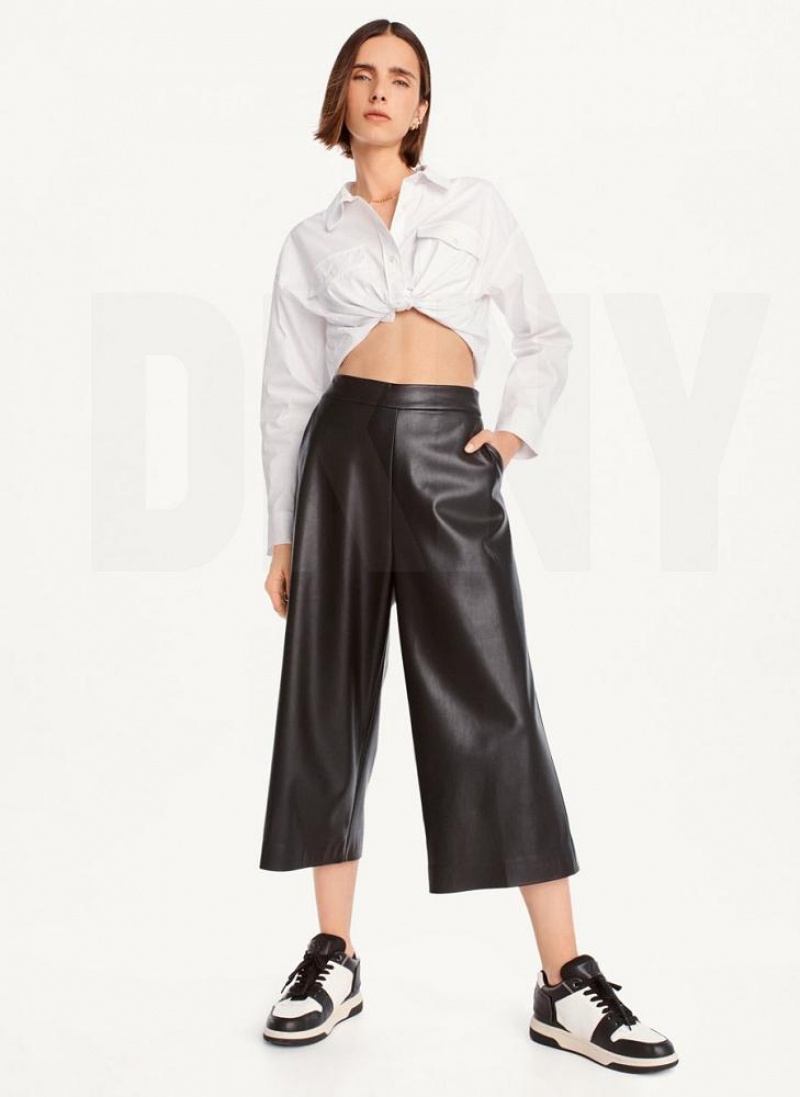 DKNY Crop Wide-Leg Women's Pants Black | Ireland_D1526