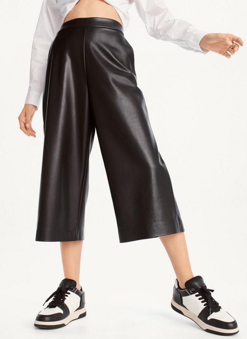 DKNY Crop Wide-Leg Women\'s Pants Black | Ireland_D1526