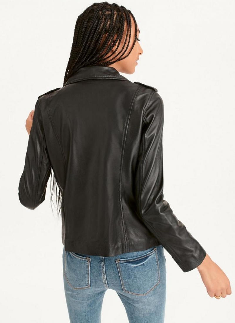 DKNY Cropped Leather Women's Jackets Black | Ireland_D1717